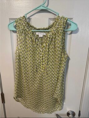 Liz Claiborne Yellow and White Floral-Print Sleeveless Camisole